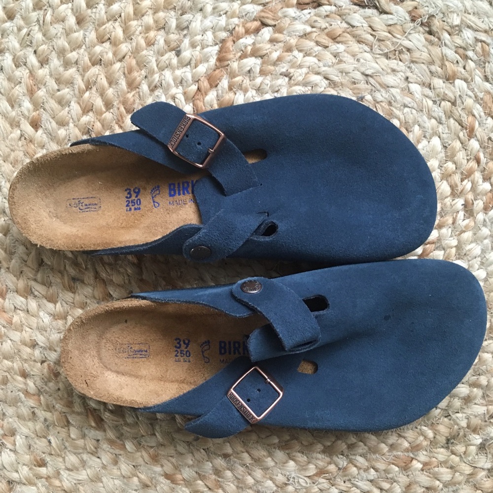 Birkenstock Boston Blue Suede size 39